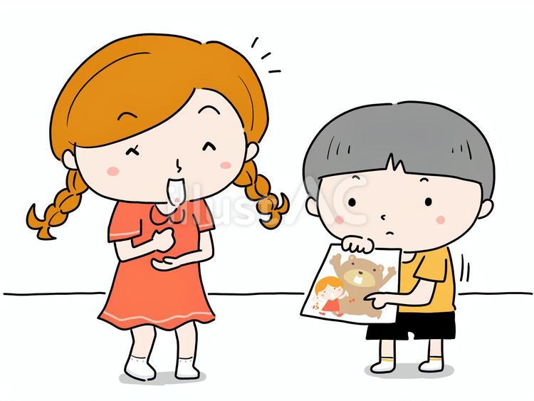 百聞は一見に如かず 百聞は一見にしかず,ことわざ,姉のイラスト素材