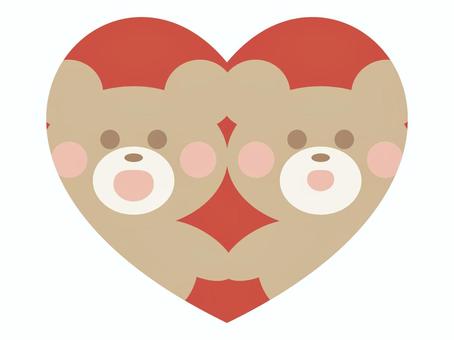 Lovey-dovey bear in the heart, bear, heart, red, JPG, PNG and AI