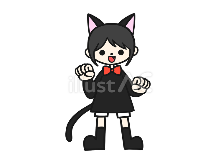 ハロウィン　黒猫　仮装　鼻付き ハロウィン,仮装,人物のイラスト素材