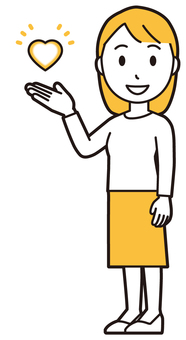  ロングヘア女性(黄)-479-全身