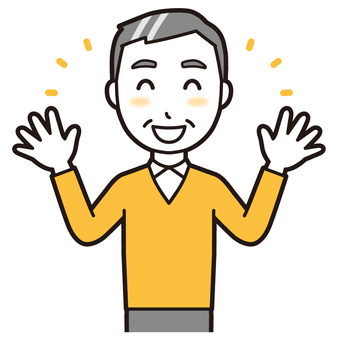  ニット中年男性(黄)-472-バスト