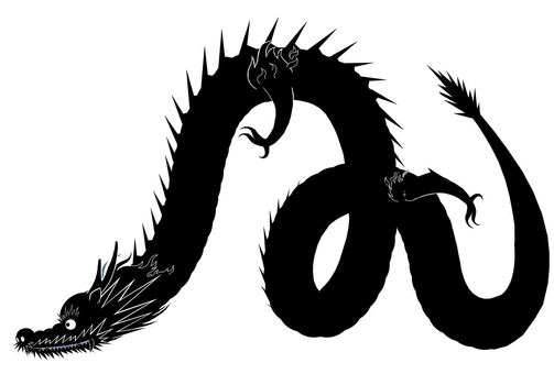 龍 龍,ドラゴン,シルエット,神獣,十二支のイラスト素材