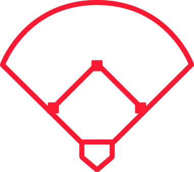 ピクトグラムの赤の野球場です。 ピクトグラム,野球場,野球,グラウンド,シンプル,スポーツ,運動場,屋外,スタジアム,内野のイラスト素材