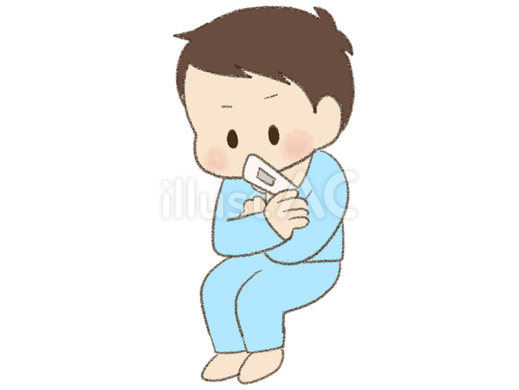 熱をはかる男の子 視覚支援,お支度ボード,絵カードのイラスト素材