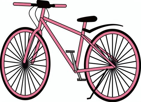 自転車　　ンク 自転車,二輪,サイクル,クロスバイク,スポーツタイプ,駐輪,線画,ピンクのイラスト素材
