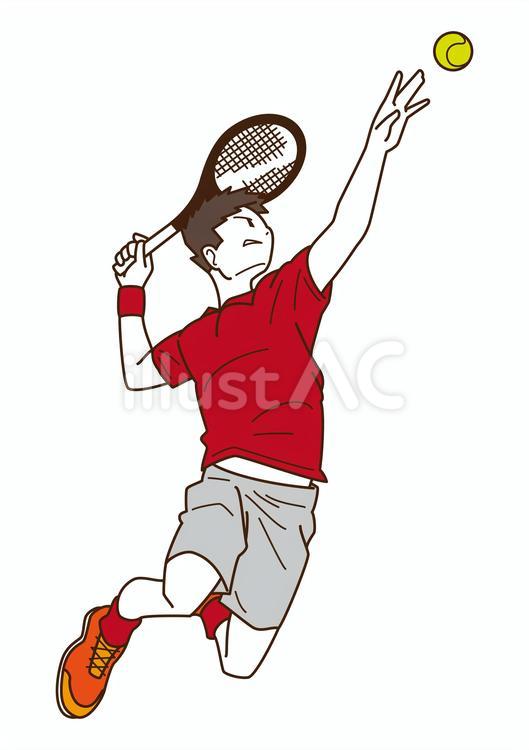 テニスをする男性（赤） テニス,男性,選手のイラスト素材