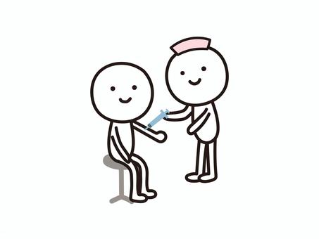 注射を打たれる棒人間のイラスト 注射,注射器,病院,ナース,看護師,治療,ワクチン,ワクチン接種,予防,予防注射のイラスト素材