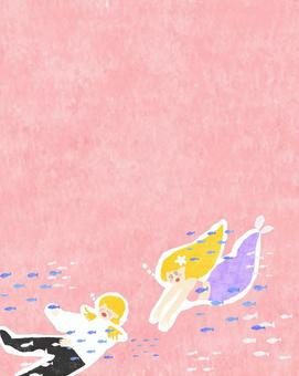 王子様を助ける人魚姫♪ かわいい,王子様,王子,プリンス,人魚姫,女性,女,人,男性,男のイラスト素材