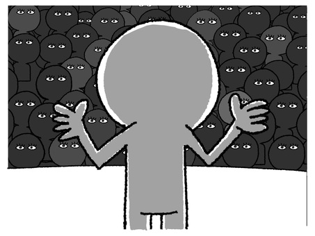 演説 演説,シルエット,暗闇,観客,ステージ,瞳,目,大勢,手描き,素材のイラスト素材