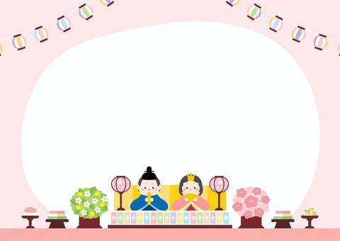 ひなまつりのお雛様とお内裏様と提灯02 ひなまつりのお雛様とお内裏様と提灯02 ひなまつり,お雛さま,ぼんぼり,桃の花,ひな人形,菱餅,桃の節句,3月,春,行事のイラスト素材