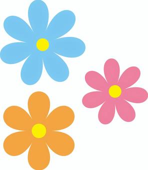 three flowers, flower, light blue, orange, JPG, PNG and AI