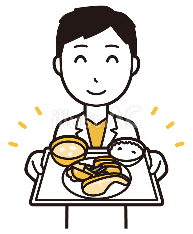  男性医師白衣(黄)-319-バスト 食事,医者,医師のイラスト素材