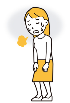  ロングヘア女性(黄)-456-全身 ストレス,女性,女の子,人物,かわいい,疲れ,疲労,汗,鬱,落ち込むのイラスト素材