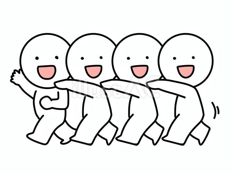 肩に手を乗せて進む棒人間たち 仲間,棒人間,チームのイラスト素材