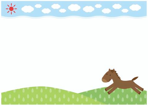 走るお馬さんフレーム 午,馬,可愛い,フレーム,走る,干支,午年,動物,キャラクター,イラストのイラスト素材