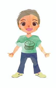 Watercolor contemporary character burger, , JPG and PNG