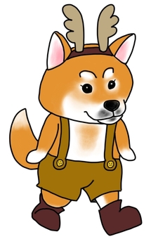 柴犬のトナカイさん 柴犬,トナカイ,クリスマス,仮装,手書き,コスプレ,犬のイラスト素材
