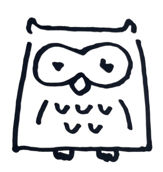 フクロウ フクロウ,白黒,モノクロ,四角,鳥のイラスト素材