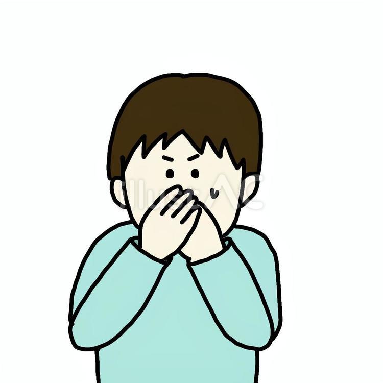 口をふさぐ男性 男性,人物,シンプルのイラスト素材