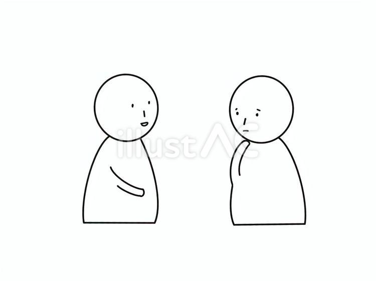 相談ー顔枠有り線画 相談,もやもや,相談窓口のイラスト素材