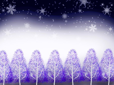 森に降る雪　冬のイメージ