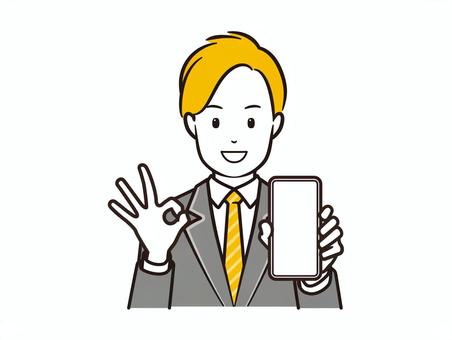 スマホ見せてOKサインをするブレザー男子 スマホ,スマートフォン,携帯電話,ok,okサイン,学生,高校生,生徒,男子学生,男子のイラスト素材