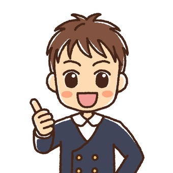 笑顔で親指を立てている男子小学生・制服 こども,男子,男の子,制服,小学生,小学校,親指,立てる,サムズアップ,いいねのイラスト素材