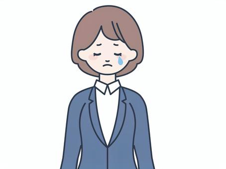 A woman in a suit crying with tears in her eyes, female, upper body, cry, JPG, PNG and AI