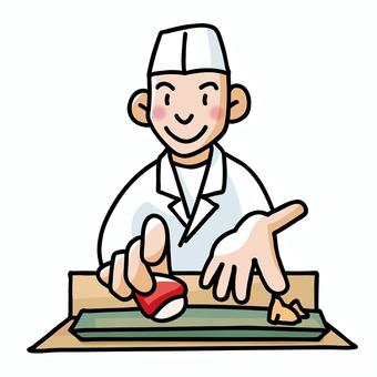 寿司職人02 お寿司,生寿司,握ずし,すし,寿司屋,料理人,職人のイラスト素材