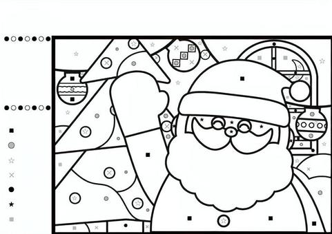 簡単印刷 クリスマスぬりえオリジナル クリスマス,サンタ,塗り絵,知育,習い事,教材,英語,プリント,レクリエーション,ドリルのイラスト素材