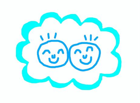 ニコニコさん ニコニコ,笑顔,ふたり,青,なかよしのイラスト素材