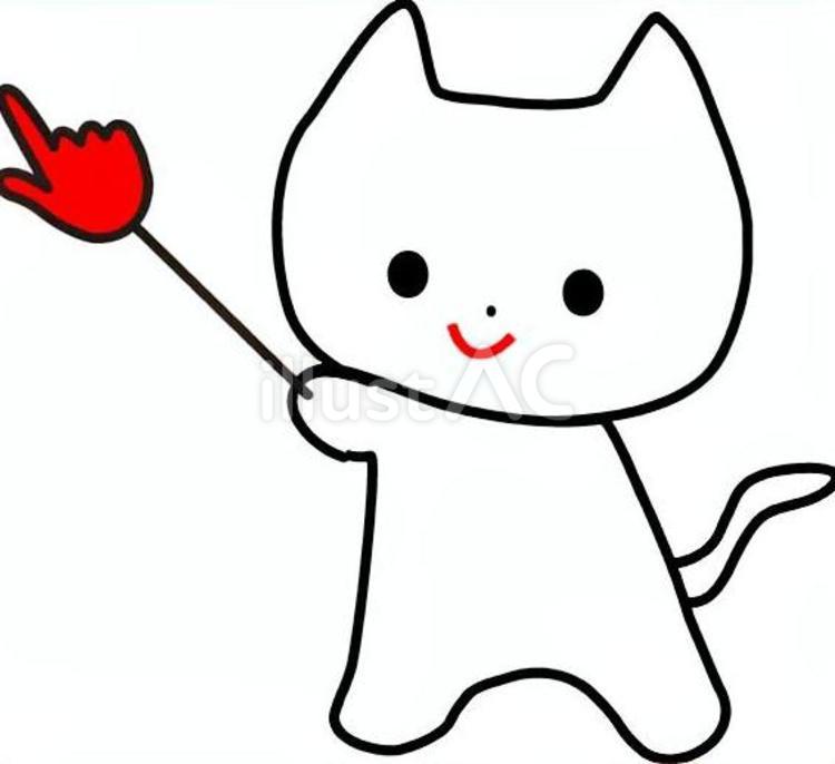 ねこが矢印を示しているイラスト 説明,指し棒,プレゼンテーションのイラスト素材