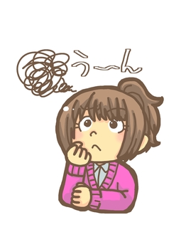 お悩みもやもや 悩み,女の子,もやもや,困惑,もんやりのイラスト素材