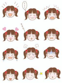 百面相　女の子 顔,表情,女の子,喜怒哀楽,ツインテールのイラスト素材