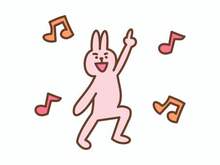 ノリノリでダンスするウサギ ウサギ,うさぎ,ノリノリ,ダンス,踊る,音符,楽しい,笑顔,にっこり,ニコニコのイラスト素材