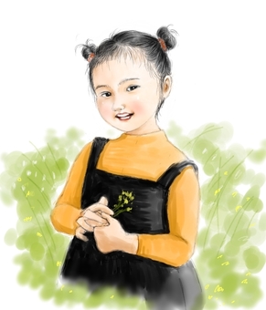 소녀 꽃밭 경단 헤어 소녀 꽃밭 경단 헤어