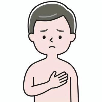 胸の異変 上半身 胸-裸-影 GHM 男性乳がん,乳がん,乳がん検診,brca2,遺伝性乳がん,しこり,悪性,乳腺,ピンクリボン,自己検査のイラスト素材