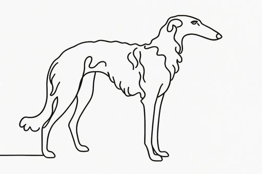 線画で描かれた立っている犬
