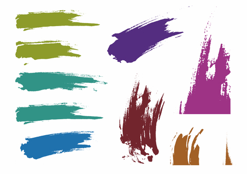 筆タッチの筆線の素材 筆タッチ,手書き,ライン,線,カラー,かすれ,ハネ,和風,和デザイン,勢いのイラスト素材