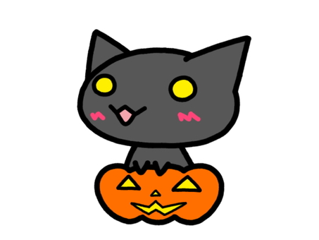 Halloween black cat orange pumpkin, , JPG and PNG