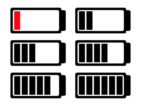 バッテリー残量のマーク バッテリー,残量,充電,電池,エネルギー,マーク,少ない,多い,セット,アイコンのイラスト素材
