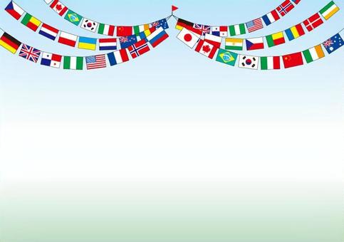国旗A6b 運動会,万国旗,国旗,旗,バナー,日本,アメリカ,背景,イベント,展示会のイラスト素材