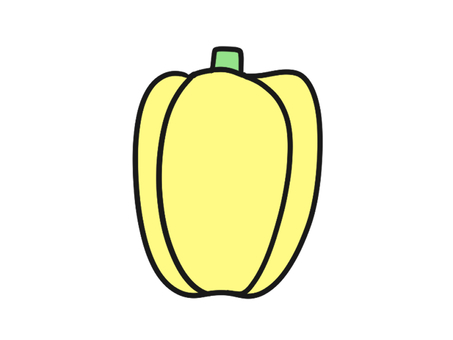 パプリカ　黄色　夏野菜 パプリカ,種,ヘタ,夏,野菜,食べ物,挿絵,シンプル,かわいい,農作物のイラスト素材
