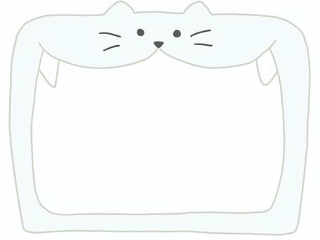口を大きく開けた白猫のフレーム 猫,白猫,フレーム,メモ帳,手描き,かわいい,ゆるい,デフォルメのイラスト素材