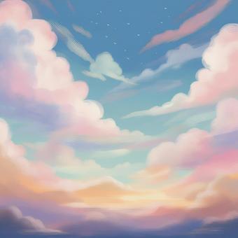 パステル色の空と雲 パステル色の空と雲 パステル,雲,空のイラスト素材