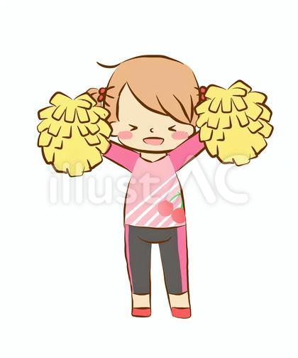 応援するサイクルジャージの女の子