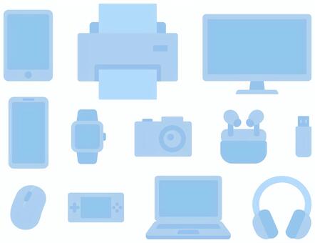 デジタル家電（ブルー） デジタル家電,家電,タブレット,プリンター,モニター,テレビ,tv,スマホ,スマートフォン,携帯電話のイラスト素材