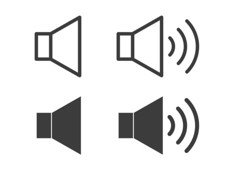 スピーカー・音量アイコンのセット スピーカー,音量,マーク,サウンド,ボリューム,音,声,音楽,音響,マイクのイラスト素材