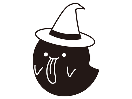 ハロウィンっぽいおばけ おばけ,幽霊,ゴースト,かわいい,白黒,モノクロ,シンプル,ワンポイント,ハロウィン,秋のイラスト素材