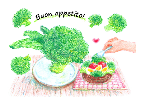 とびっきりおいしいブロッコリーとサラダ とびっきりおいしいブロッコリーとサラダ ブロッコリー,葉っぱ,飛びっきり,美味しい,野菜,サラダ,新鮮,緑,色,鮮やかのイラスト素材